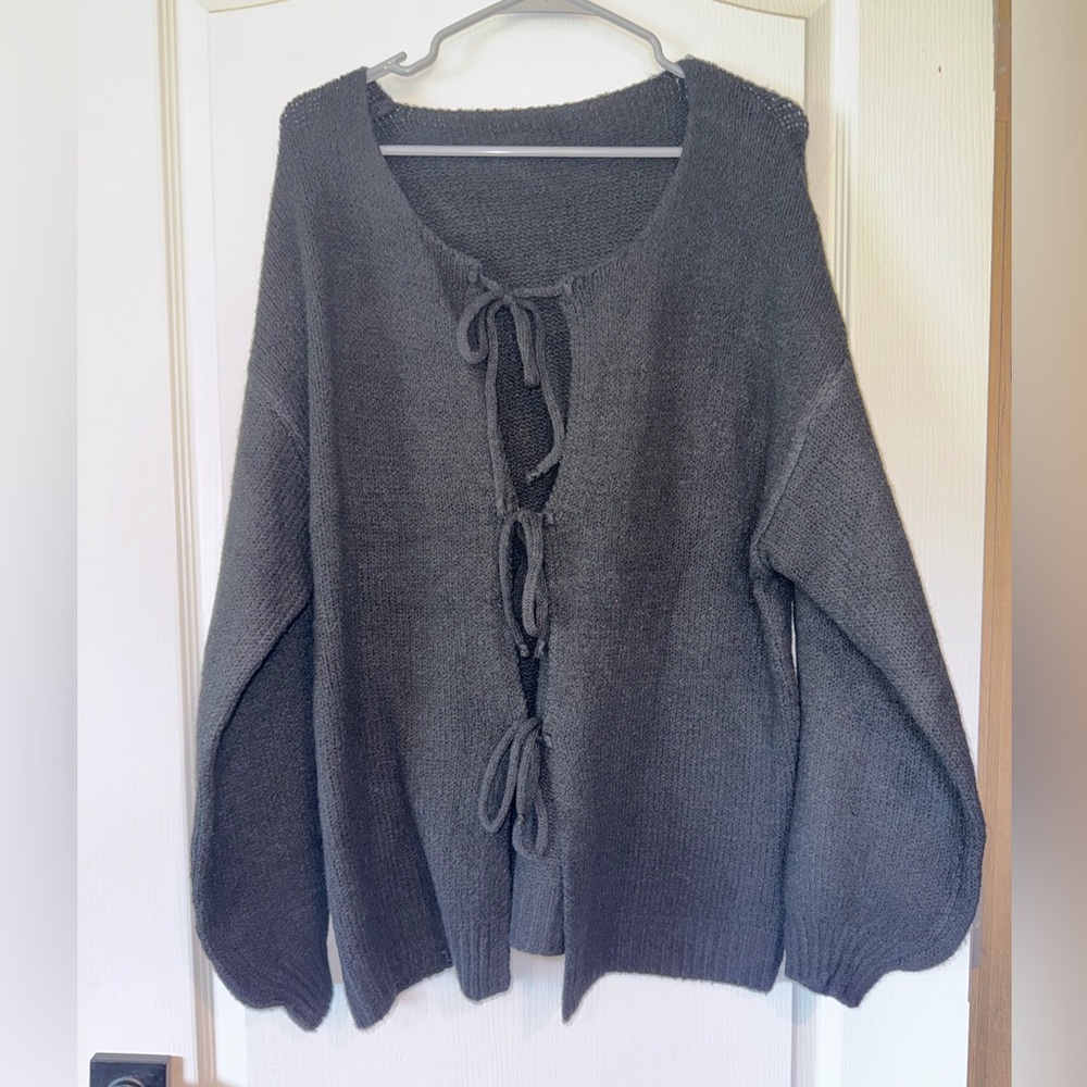SHEIN Black Bow Women's Cardigan